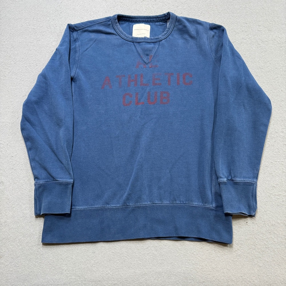 American Eagle Sweatshirt Men's Medium Blue Athletic Club Pullover Activewear